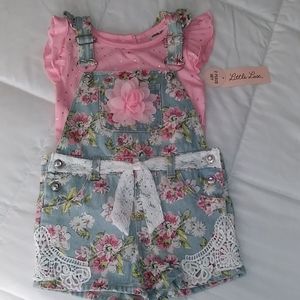 Little Lass Girls Knit Tee and Shortall